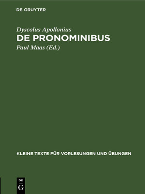 cover image of De Pronominibus